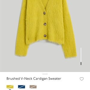 Madewell Yellow Brushed V-Neck Cardigan